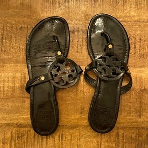 Black Patent Leather Tory Burch Miller Sandals Sz 9